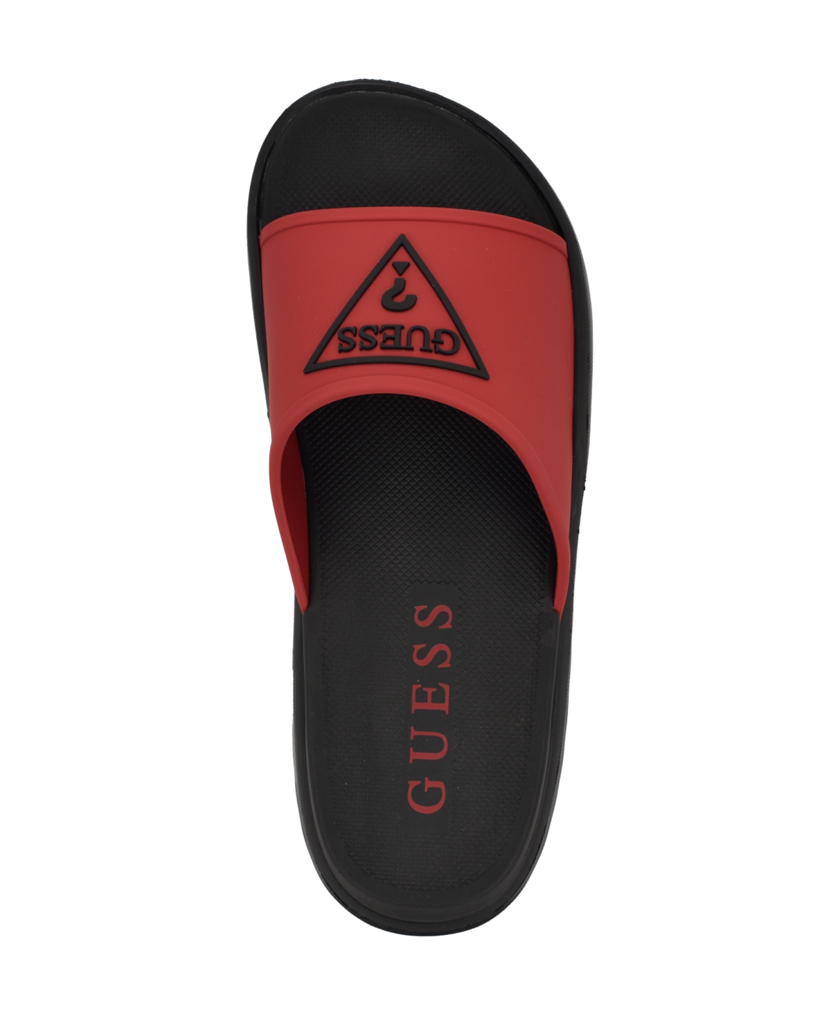 Guess Men's Marith Branded Elevated Pool Slides In Red,black