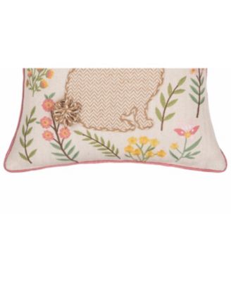 Garden Spring Easter Bunny Rabbit Floral Flowers Decorative Accent Throw Pillow, 16" x 16"