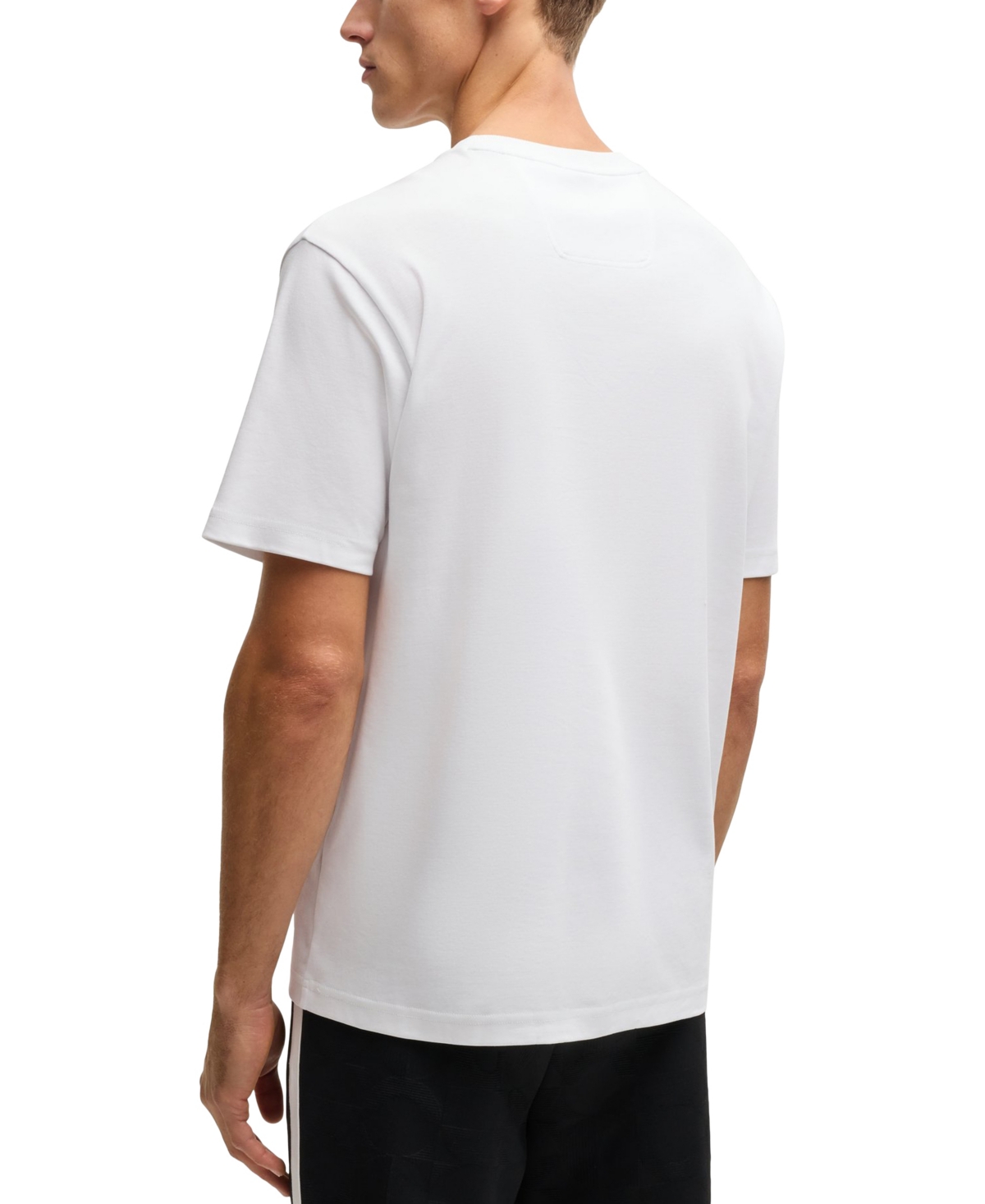 Hugo Boss Tee Mens Interlock-cotton T-shirt With Circle Artwork In White