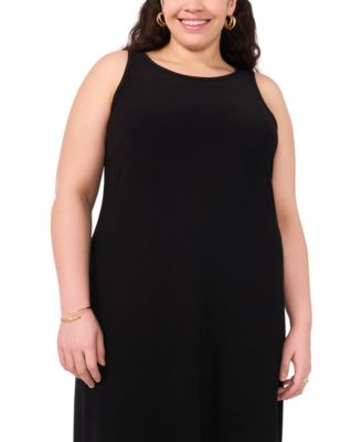 Plus Size Sleeveless Keyhole-Back Crewneck Maxi Dress