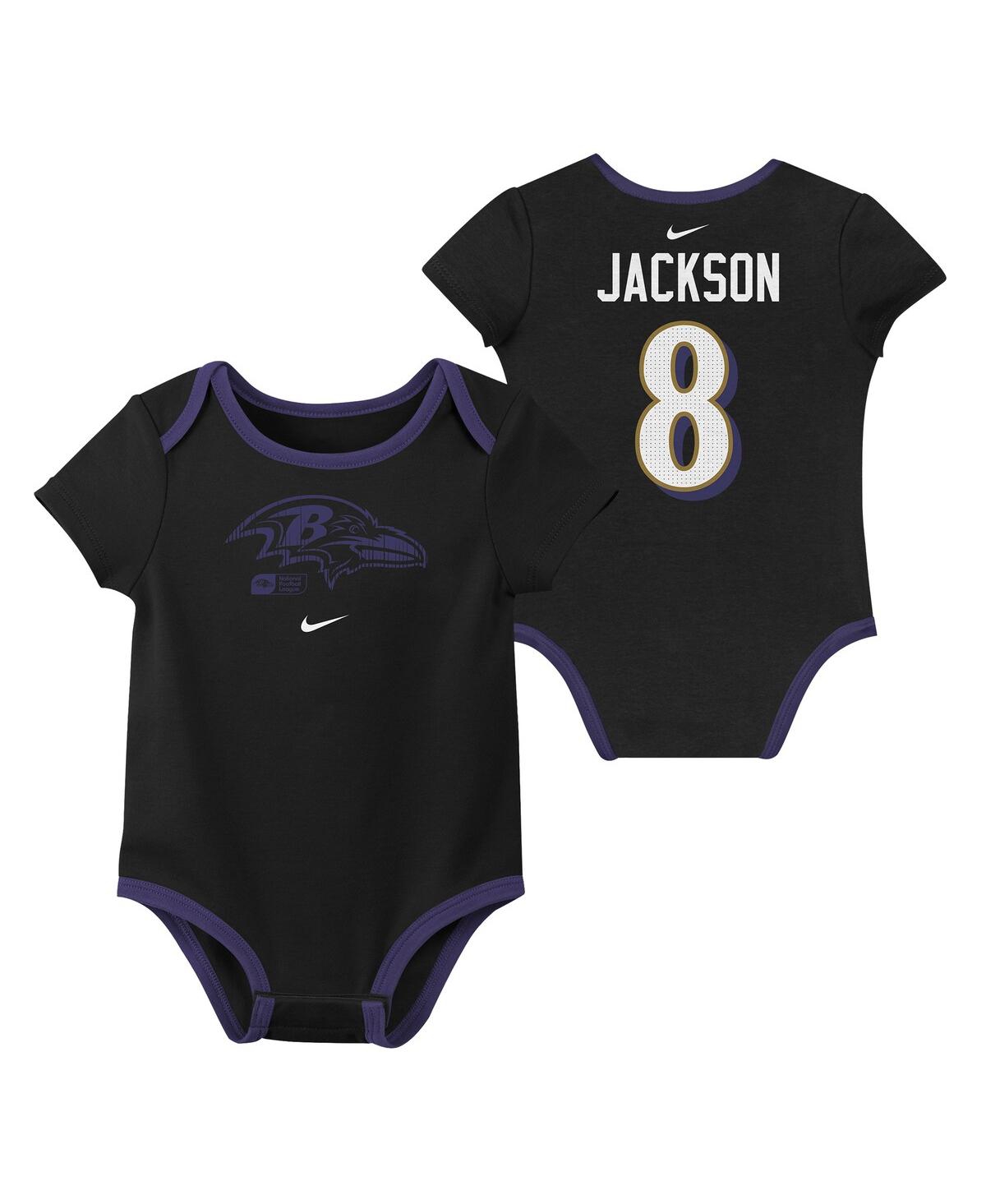 Nike Baby Boys And Girls Lamar Jackson Baltimore Ravens Name Number 3-pack Bodysuit Set In Purple