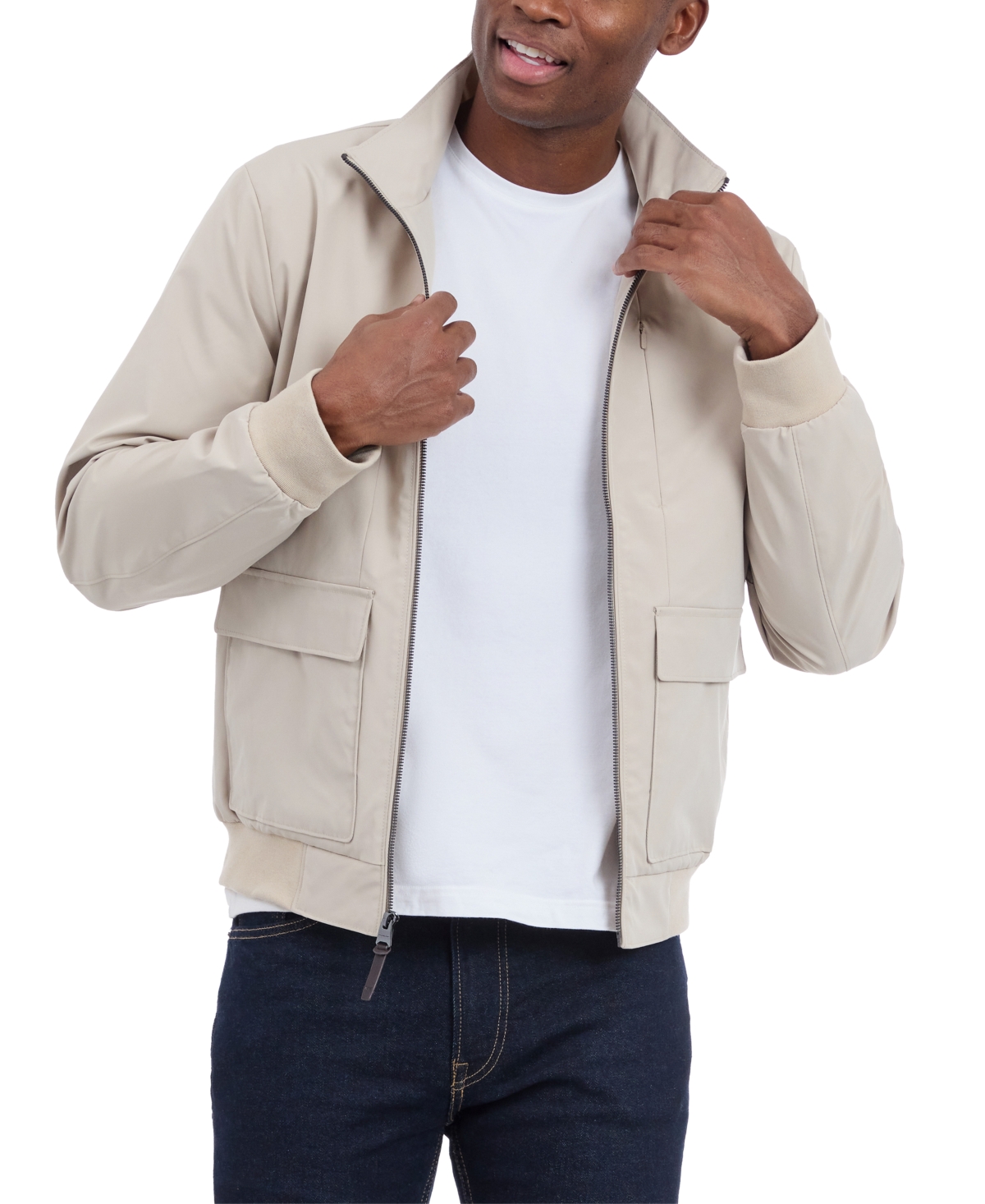 Michael Kors Men's Solid-color Stand-collar Hipster Jacket In Dune