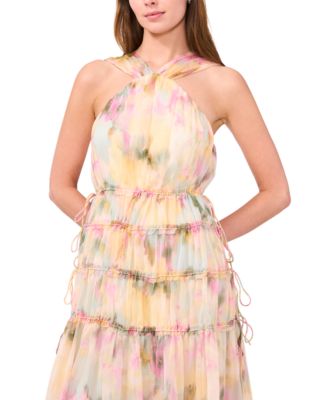 Women's The Camille Watercolor-Print Tiered Dress