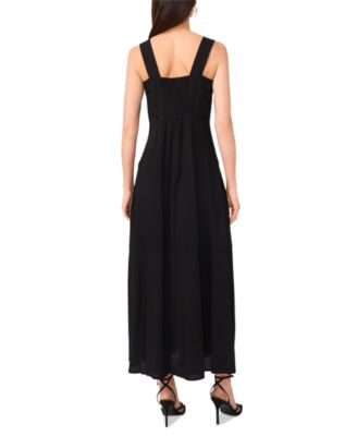 Women's Challis Square-Neck Smocked-Back Sleeveless Maxi Dress