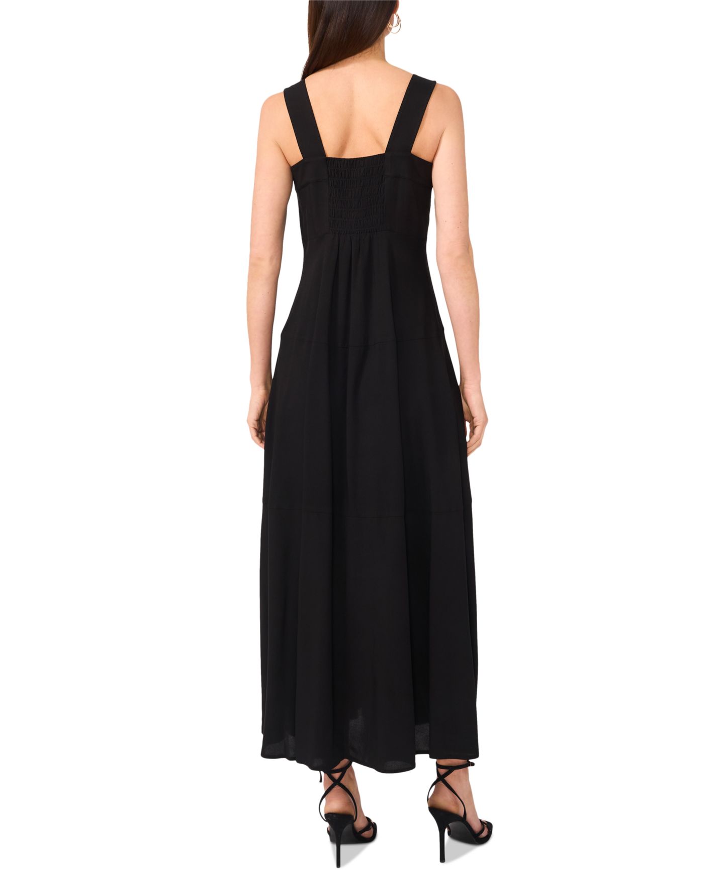 Женское платье Vince Camuto Challis Square-Neck Smocked-Back Sleeveless Maxi, цвет: Насыщенный чёрный — фото 4