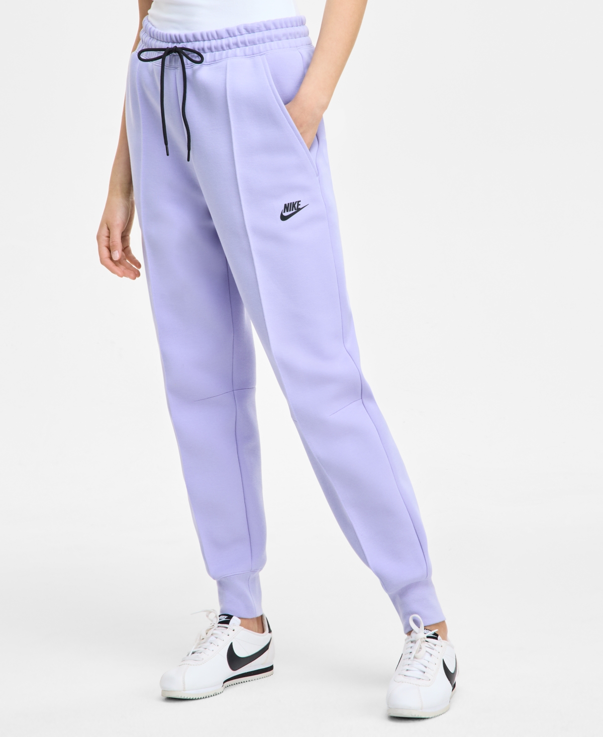 Nike Women's Sportswear Tech Fleece Mid-rise Jogger Pants In Lilac Ice,black
