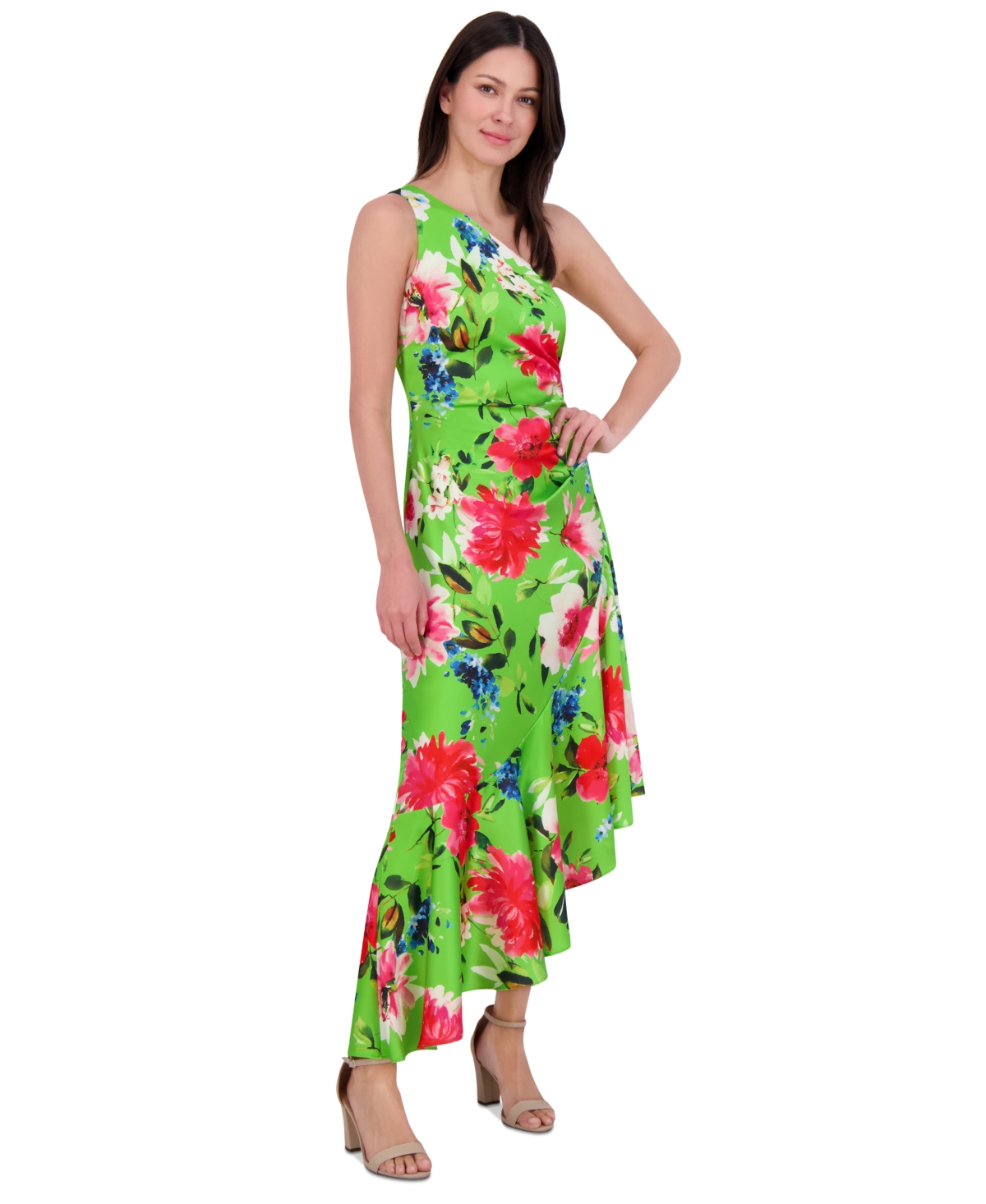 ELIZA J WOMEN'S PRINTED ASYMMETRIC ONE-SHOULDER MIDI DRESS 
