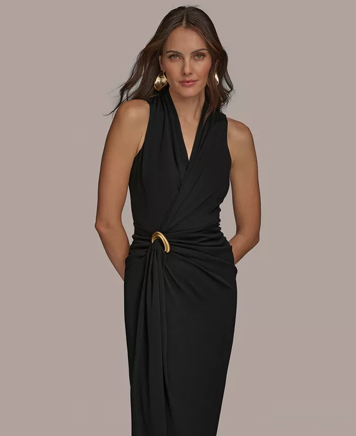 Women's Draped Wrap-effect Gown - thumbnail 3