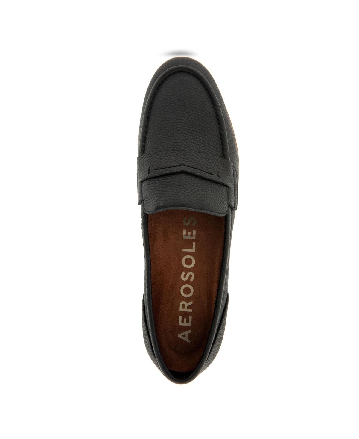 Shop Aerosoles Women's Winona Almond Toe Loafer Flats In Black Pebbled Leather