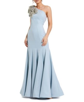 Women's Crepe One Shoulder Gown With Flower