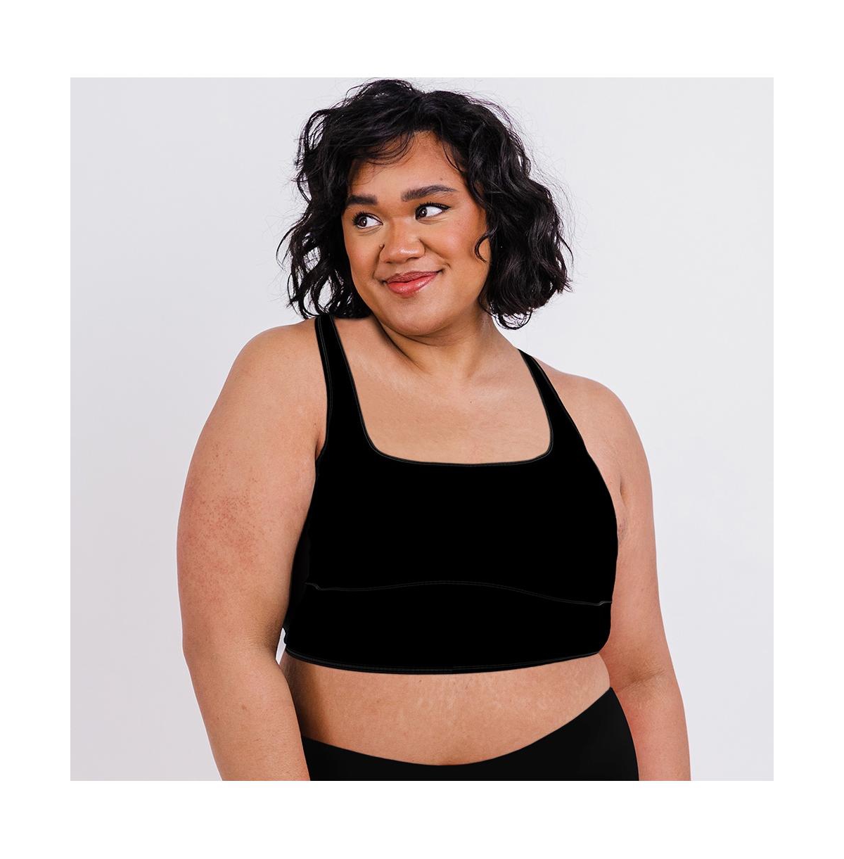 Plus Size Longline Swim Bra - Navy wave