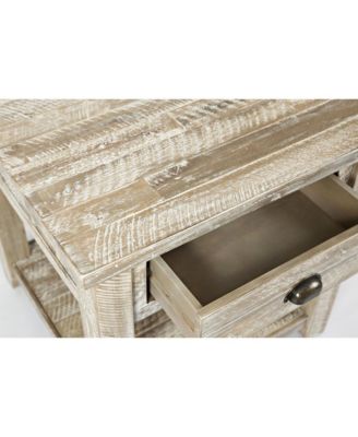 Artisan's Craft Rustic Farmhouse Distressed Solid Wood End Table, Washed Grey