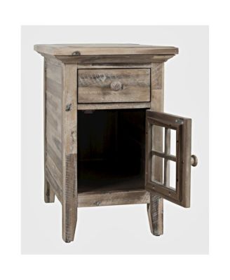 Rustic Shores Distressed Acacia USB Charging Chairside End Table