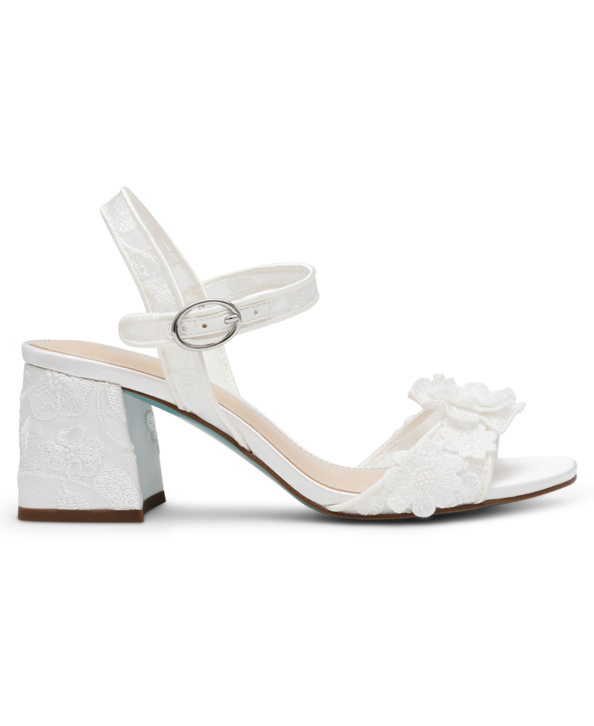 BETSEY JOHNSON WOMEN'S BLARE FLORAL APPLIQUE BLOCK HEEL SANDALS 