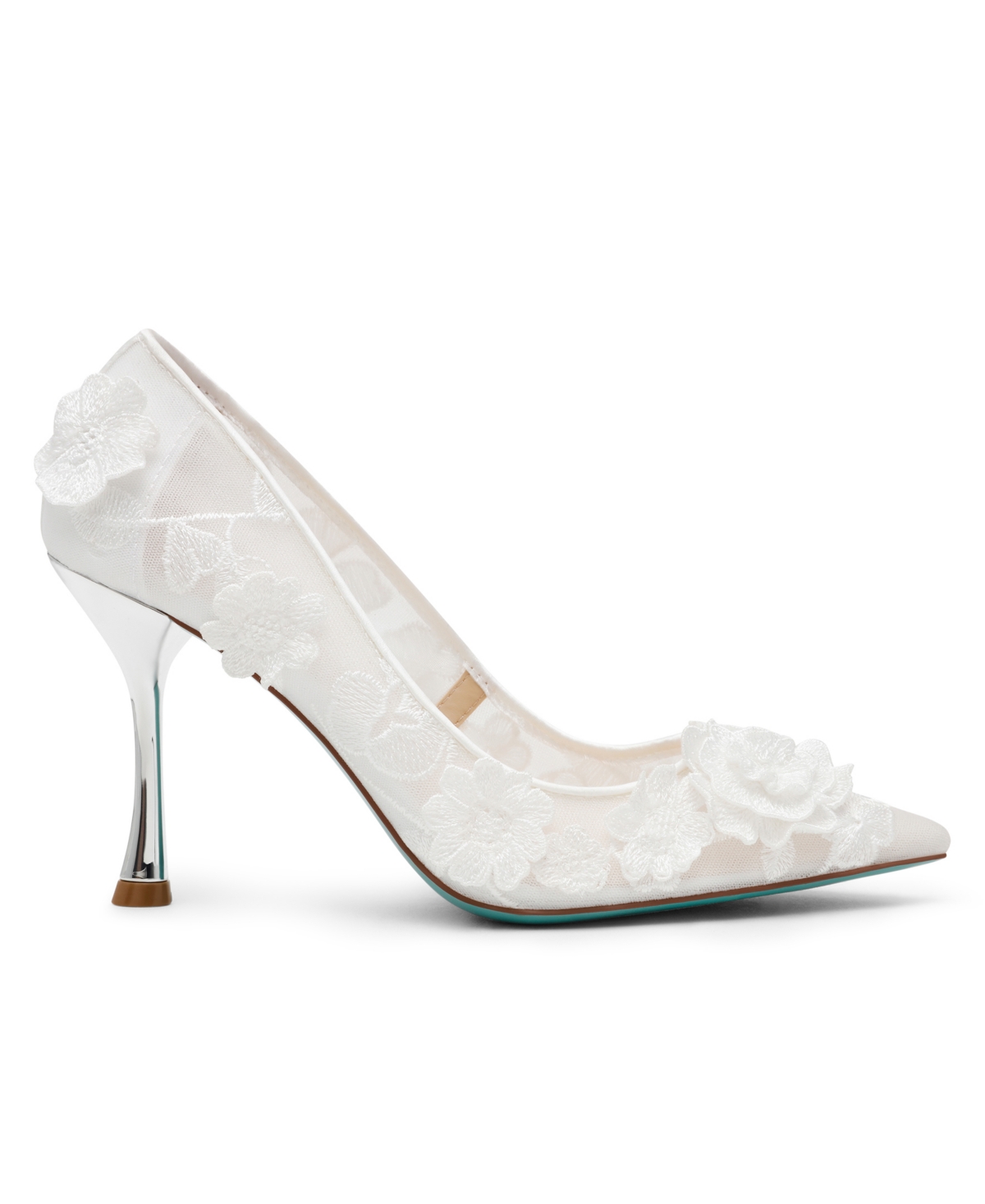 Shop Betsey Johnson Women's Aimey Floral Applique Mesh Pumps In Ivory