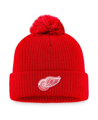 Fanatics - Men's Red Detroit Red Wings Core Primary Logo Cuffed Knit Hat with Pom