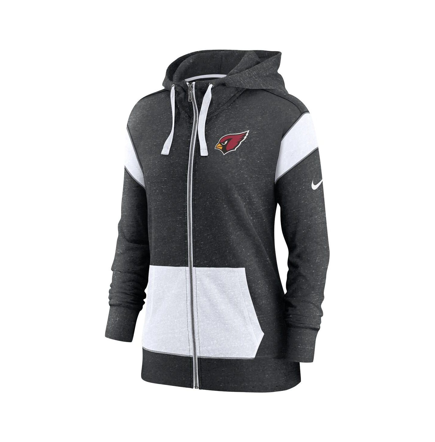 Женское худи Nike Heather Black/White Arizona Cardinals Monaco Lightweight Full-Zip — фото 2