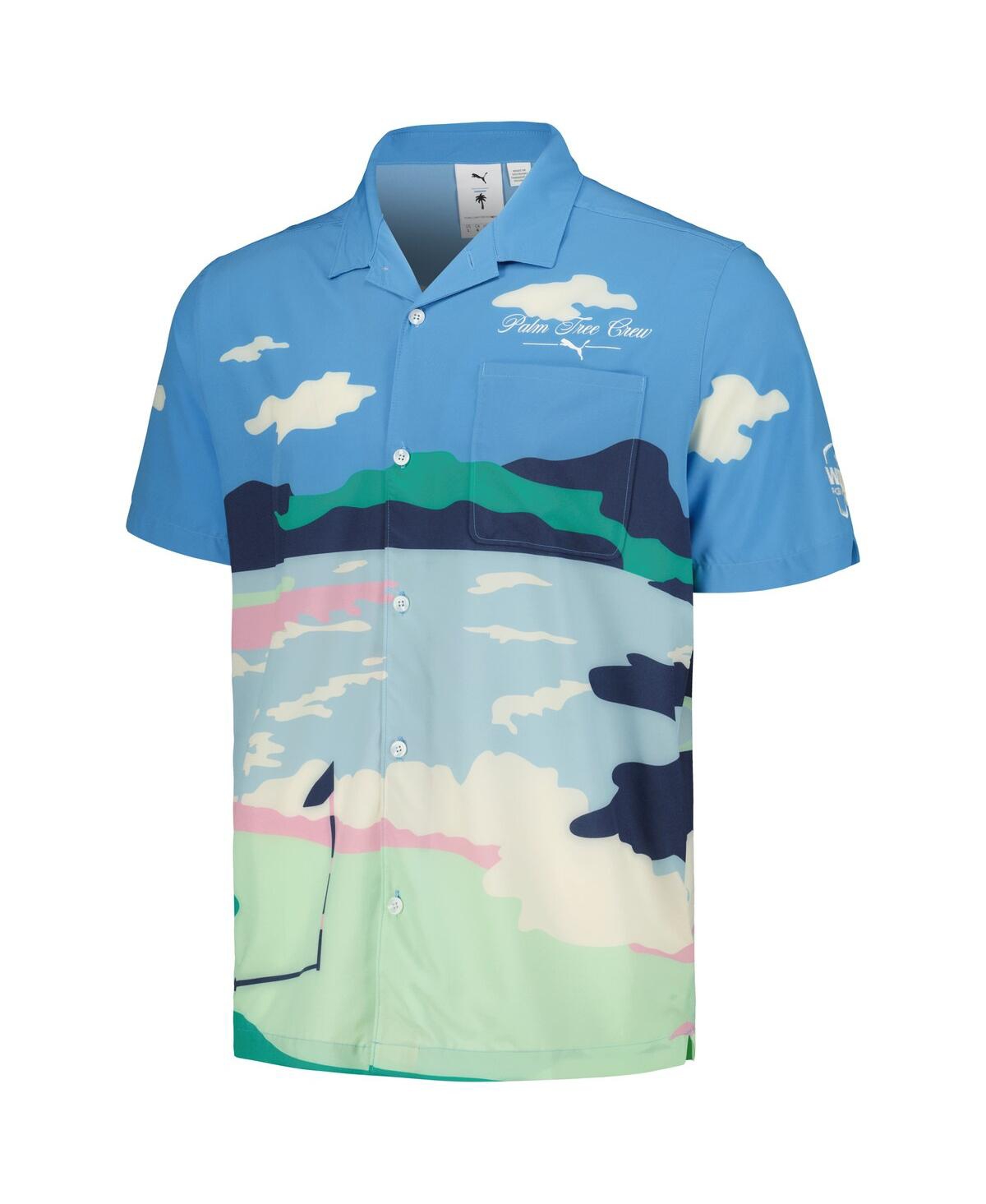 Puma X Ptc Men's Blue Wm Phoenix Open Print Mattr Button-up Shirt In Blue