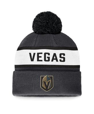Fanatics - Men's Charcoal Vegas Golden Knights Fundamental Wordmark Cuffed Knit Hat with Pom