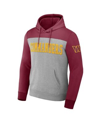 x NFL Men's Heather Gray Washington Commanders Color Blocked Pullover Hoodie