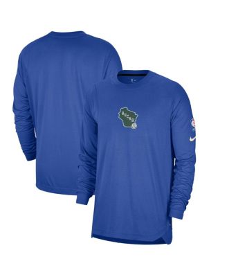 Nike - Men's Royal Milwaukee Bucks 2024/25 City Edition Authentic Pregame Performance Long Sleeve Shooting T-Shirt