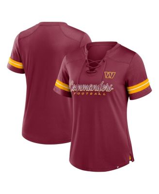Fanatics - Women's Burgundy Washington Commanders Play Script Lace-Up T-Shirt