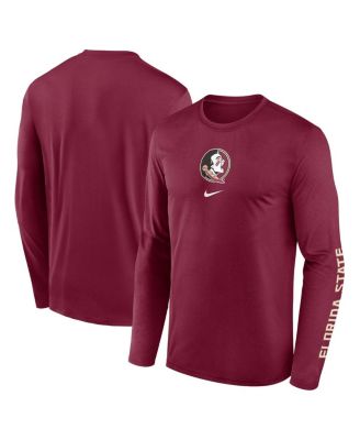 Nike - Men's Garnet Florida State Seminoles Primetime Center Lockup Two-Hit Legend Long Sleeve T-Shirt
