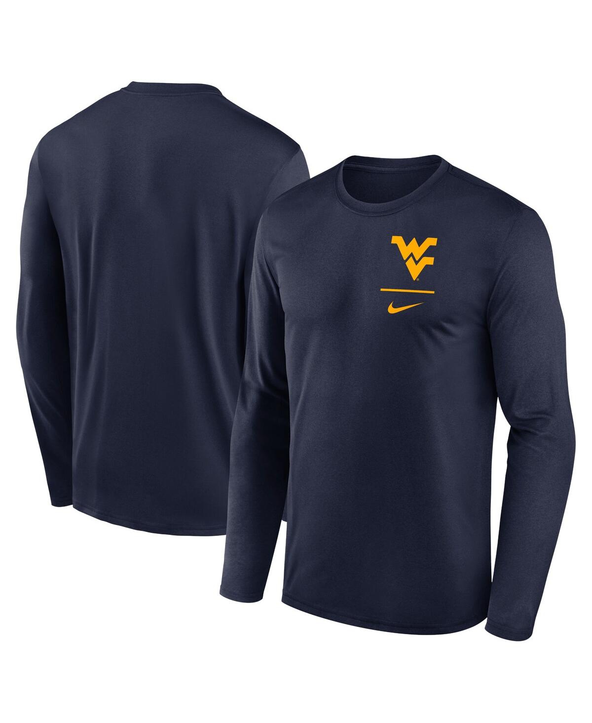 Nike Men's Navy West Virginia Mountaineers Primary Stack Legend Long Sleeve T-shirt In Blue