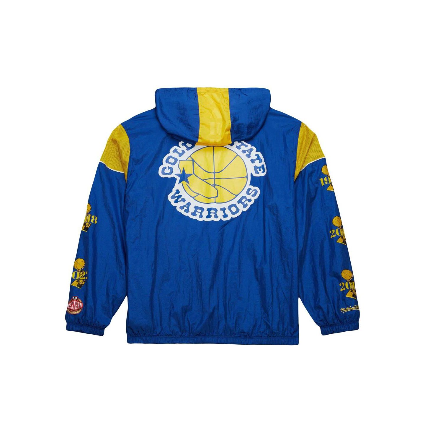 Куртка Mitchell & Ness Royal Golden State Warriors Hardwood Classics Team OG 3.0 Anorak Half-Zip Windbreaker — фото 3