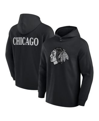 Fanatics - Men's Black Chicago Blackhawks Elements Blaze Tri-Blend Long Sleeve Hoodie T-Shirt