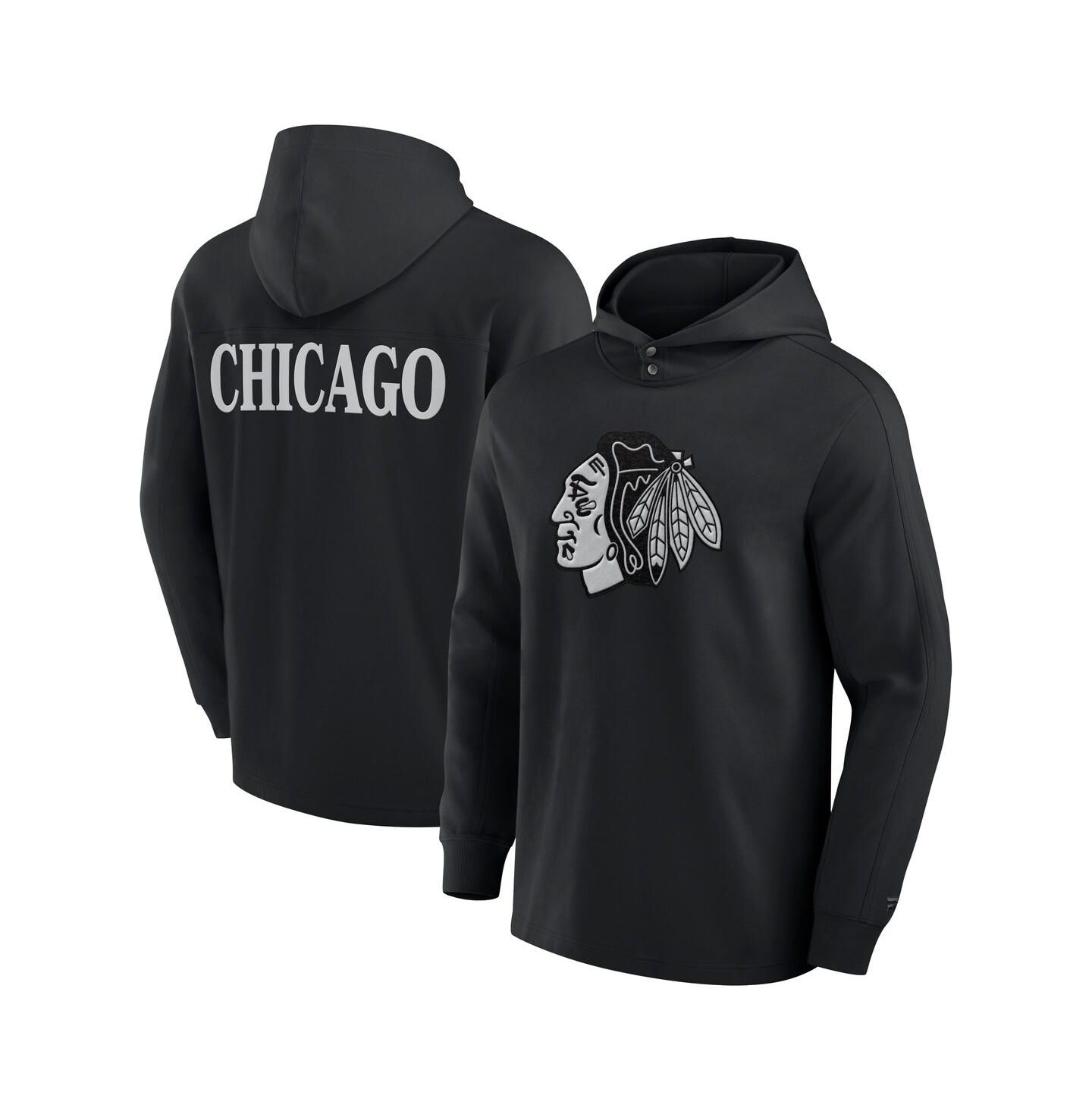 Мужское худи Fanatics Black Chicago Blackhawks Elements Blaze Tri-Blend Long Sleeve T-Shirt — фото 1