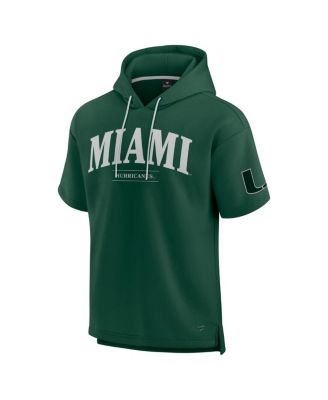 Men's Green Miami Hurricanes Ready Short Sleeve Pullover Hoodie