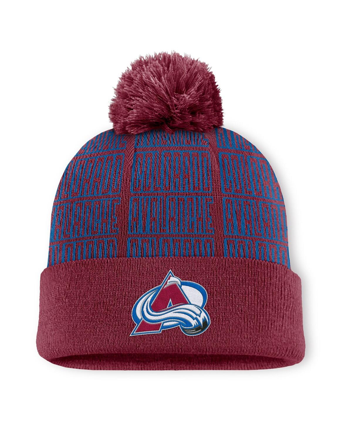 Fanatics Men's Burgundy Colorado Avalanche Fundamental Empty Net Cuffed Knit Hat With Pom In Burgundy