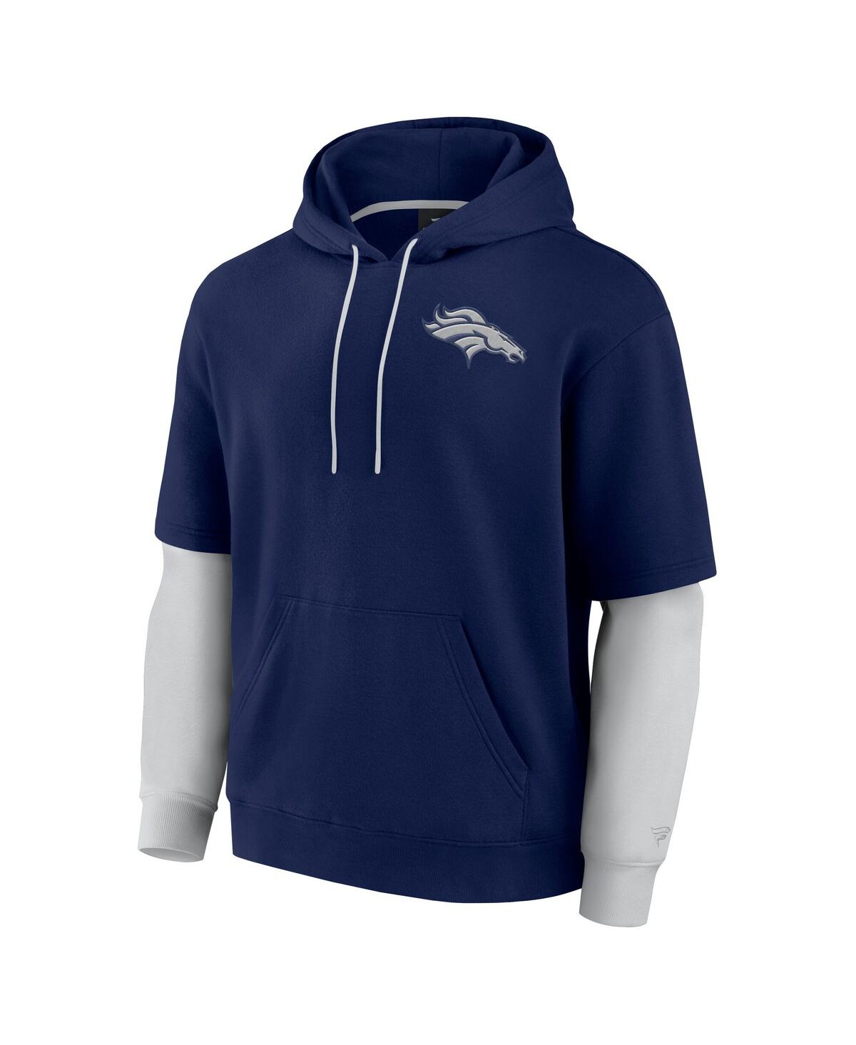 Fanatics Men's And Women's Navy Denver Broncos Sleek Elements Pullover Hoodie In Navy