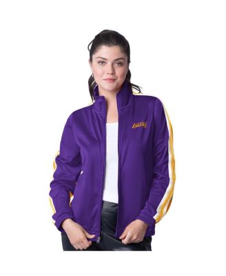 G-III 4Her by Carl Banks - Women's Purple/Gold Los Angeles Lakers Rebel Sequin Bling Full-Zip Track Jacket