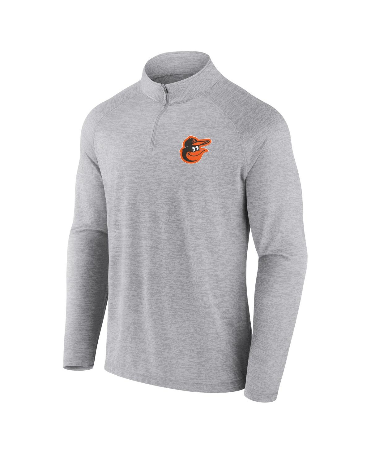 Fanatics Men's Gray Baltimore Orioles Head To Head Raglan Quarter-zip Jacket In Gray