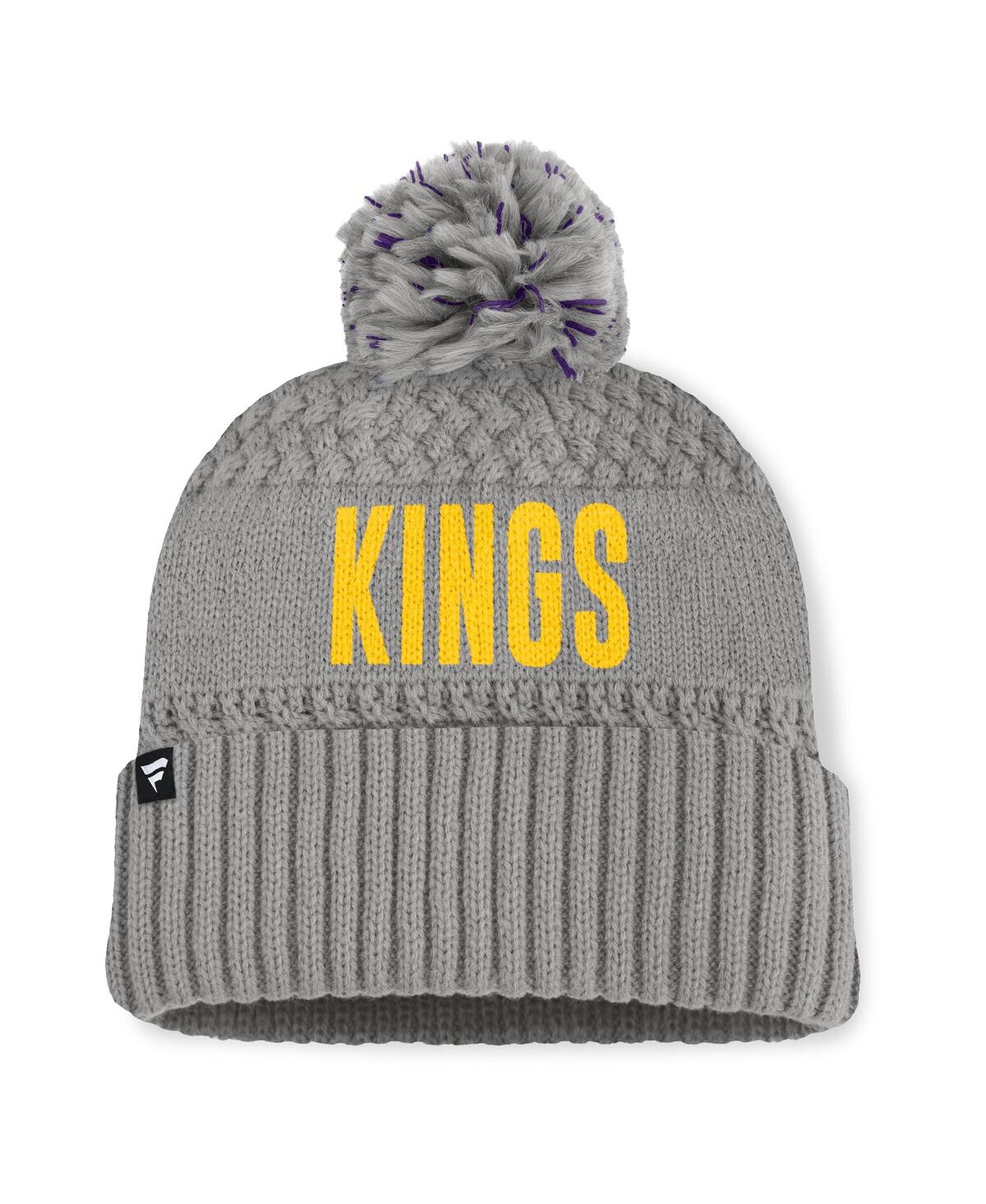 Fanatics Women's Gray Los Angeles Kings Heritage Tilly Cuffed Knit Hat With Pom In Gray