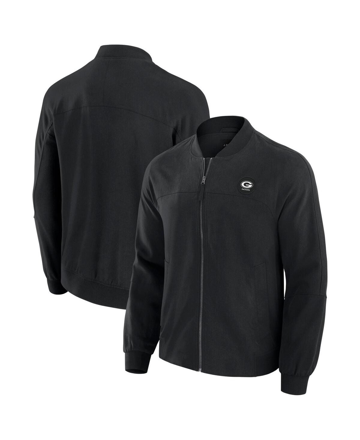 Men's Black Green Bay Packers Lightweight Cover-4 Tri-Blend Full-Zip Jacket - Black