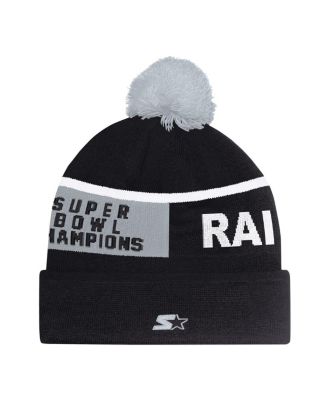Men's and Women's Black Las Vegas Raiders Chyron Cuffed Knit Hat with Pom