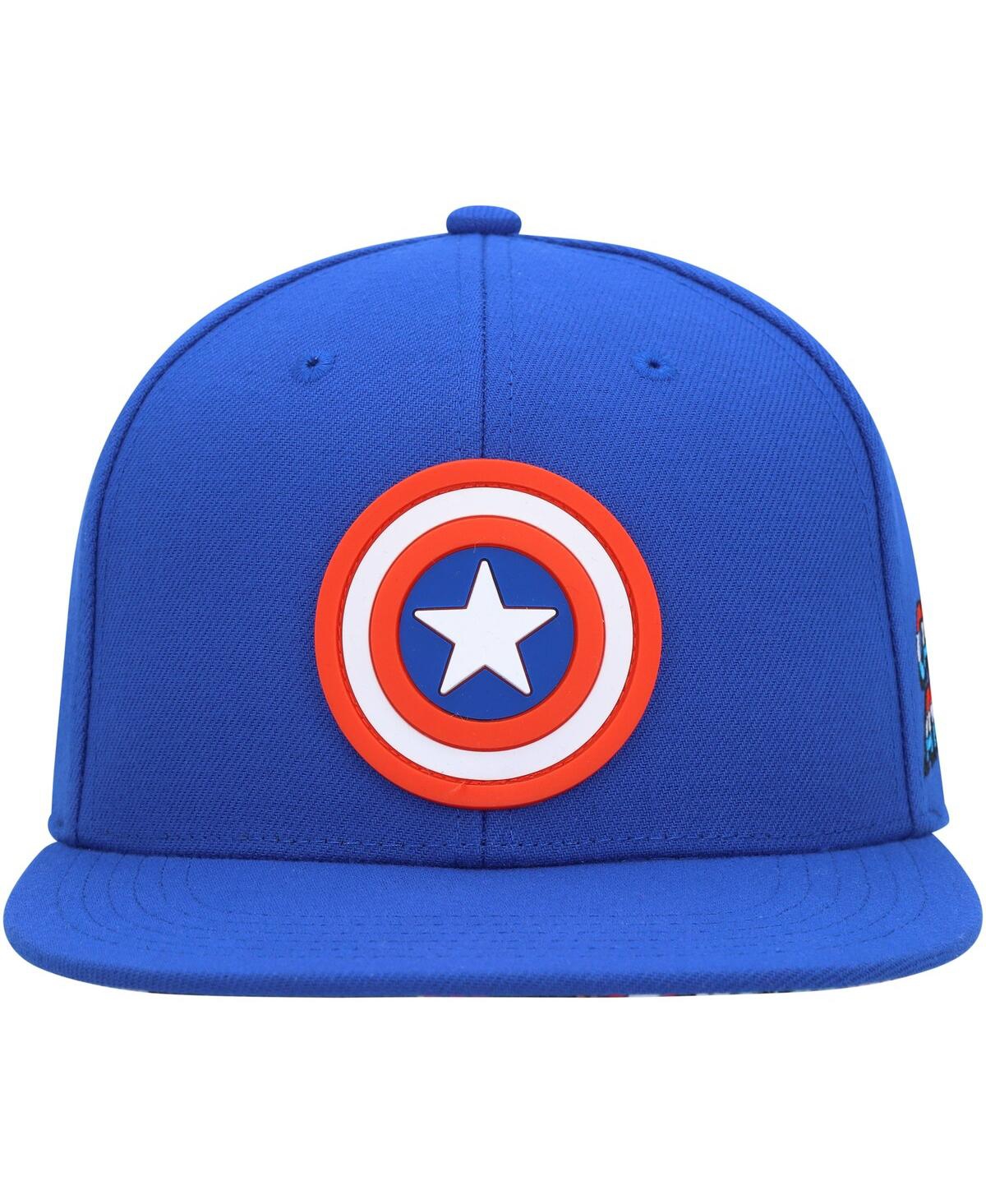 Marvel Youth Royal Captain America Comic Snapback Hat In Royal