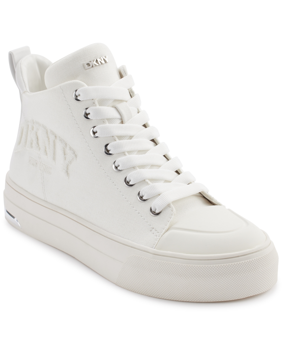 Dkny Women's Yaser Lace-up Mid Top Sneakers In Bright White