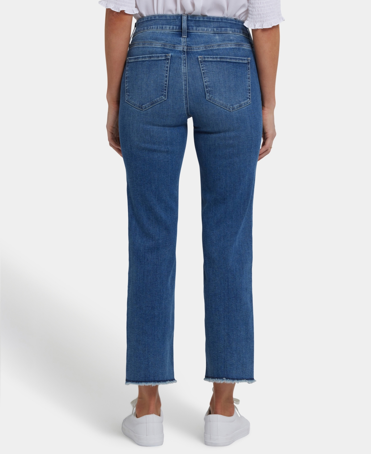 Nydj Women's Marilyn Straight Ankle Frayed Hem Jeans In Blue