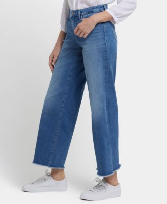 Women's Teresa Wide Leg Ankle Frayed Hems Jeans