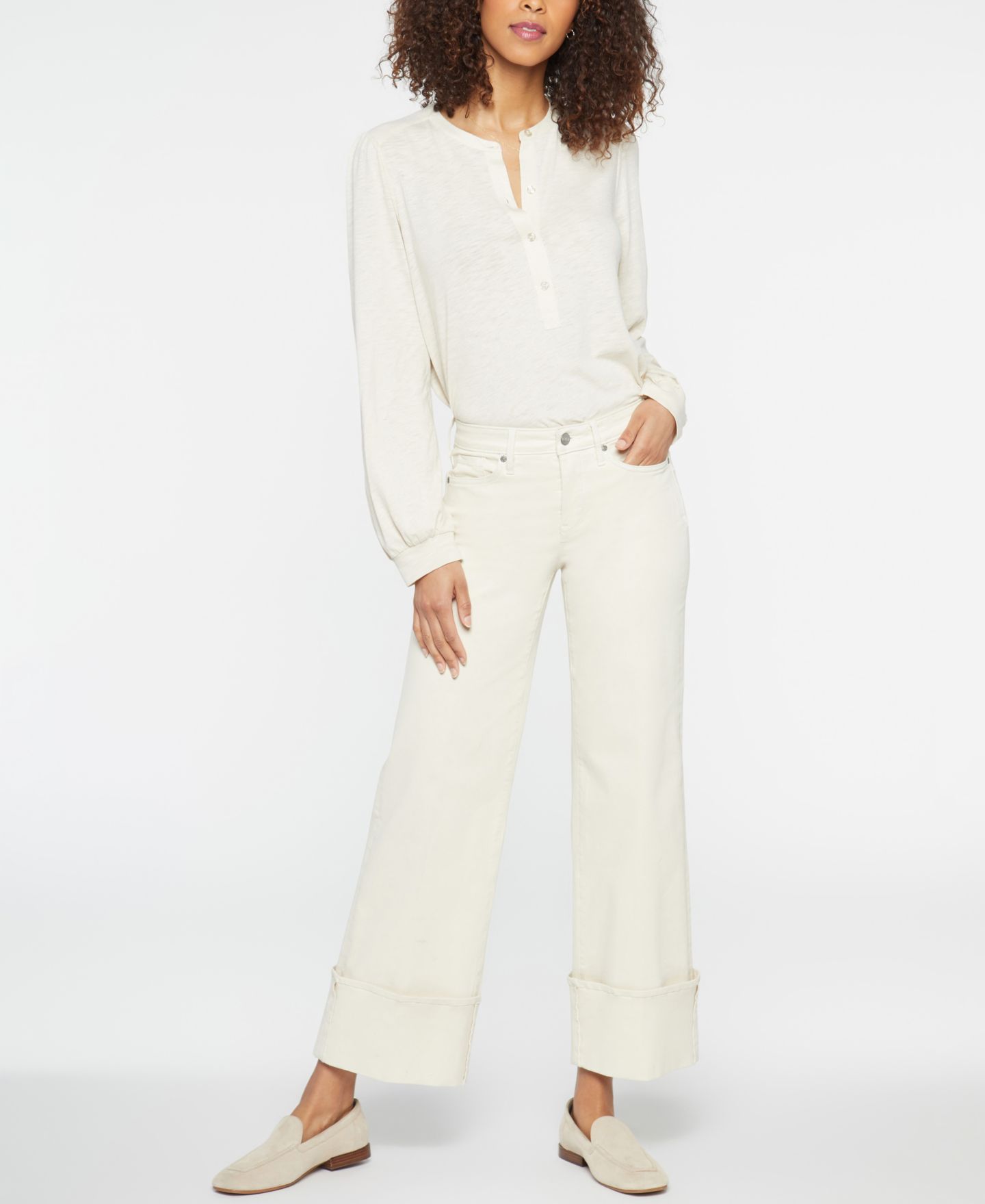 Женские джинсы NYDJ Teresa Wide Leg Wide Cuff, цвет: Белый — фото 1