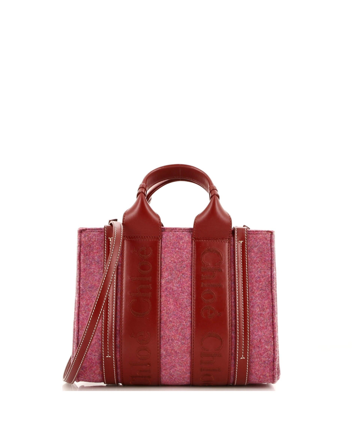 Small Woody Tote Recycled Felt with Leather - Purple