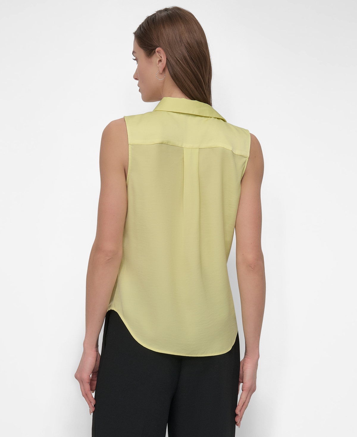 Dkny Women's Sleeveless Button-front Collared Blouse In Light Lemon