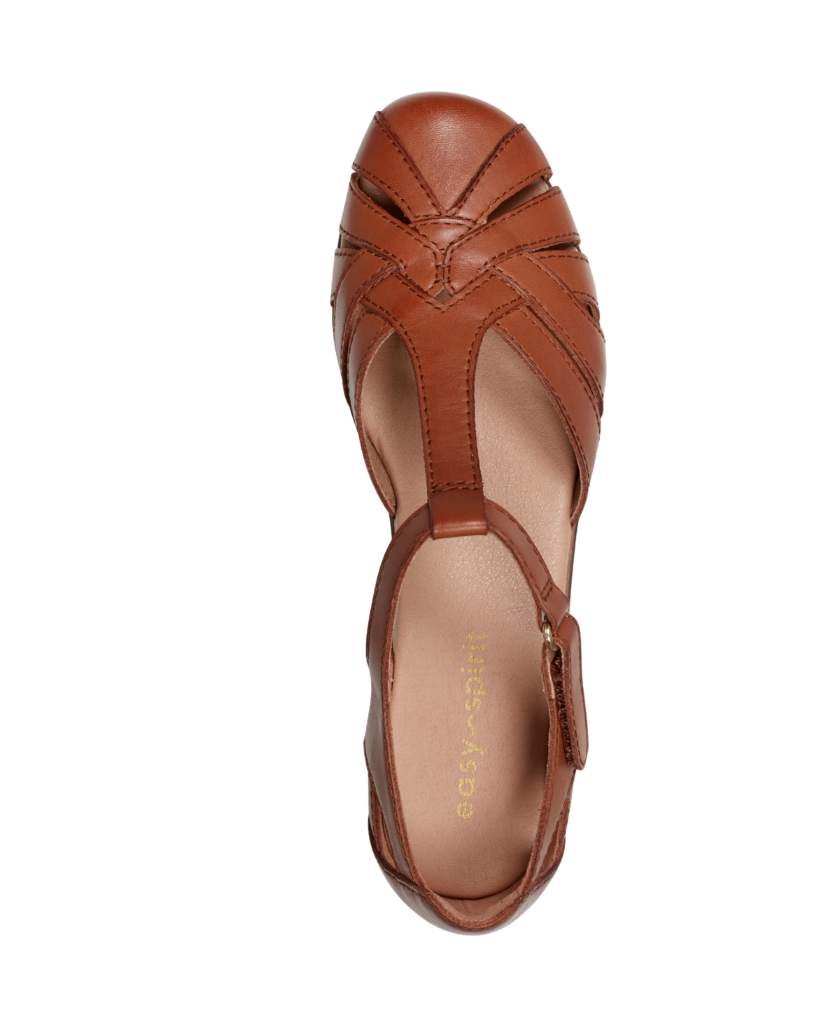 Shop Easy Spirit Women's Darlyn T-strap Woven Flats In Brown Leather