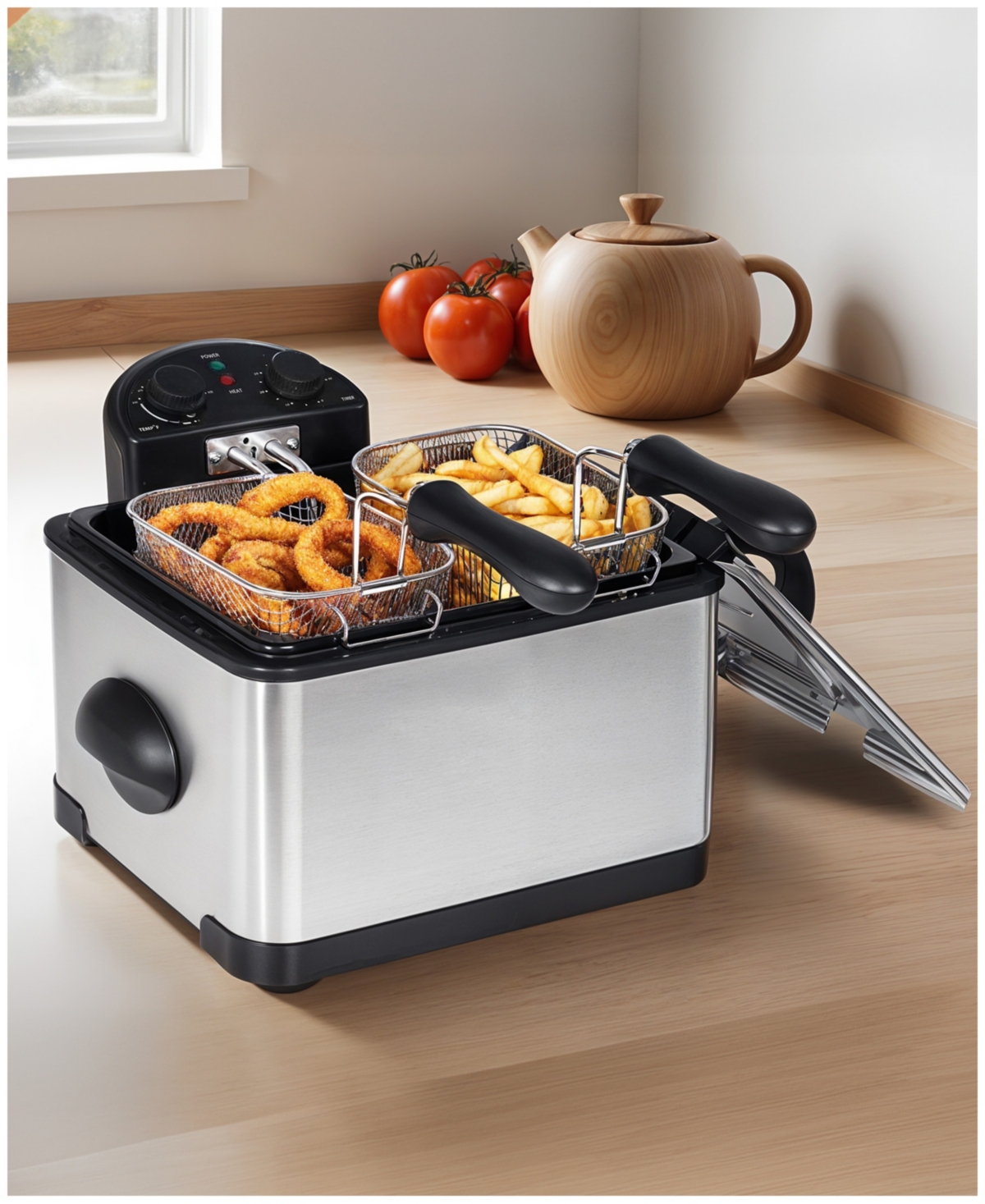 Elite Cuisine 4 Quart Dual Deep Fryer In Black