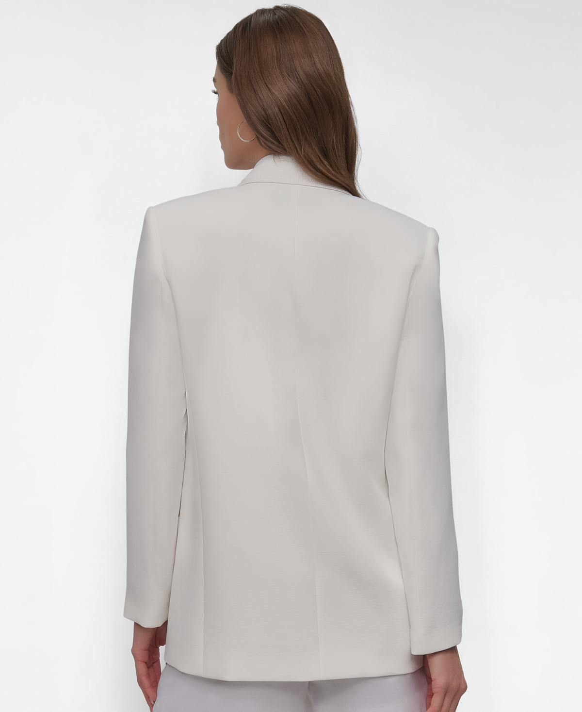 Shop Dkny Women's Notch-collar One-button Logo-patch Blazer In Ivory