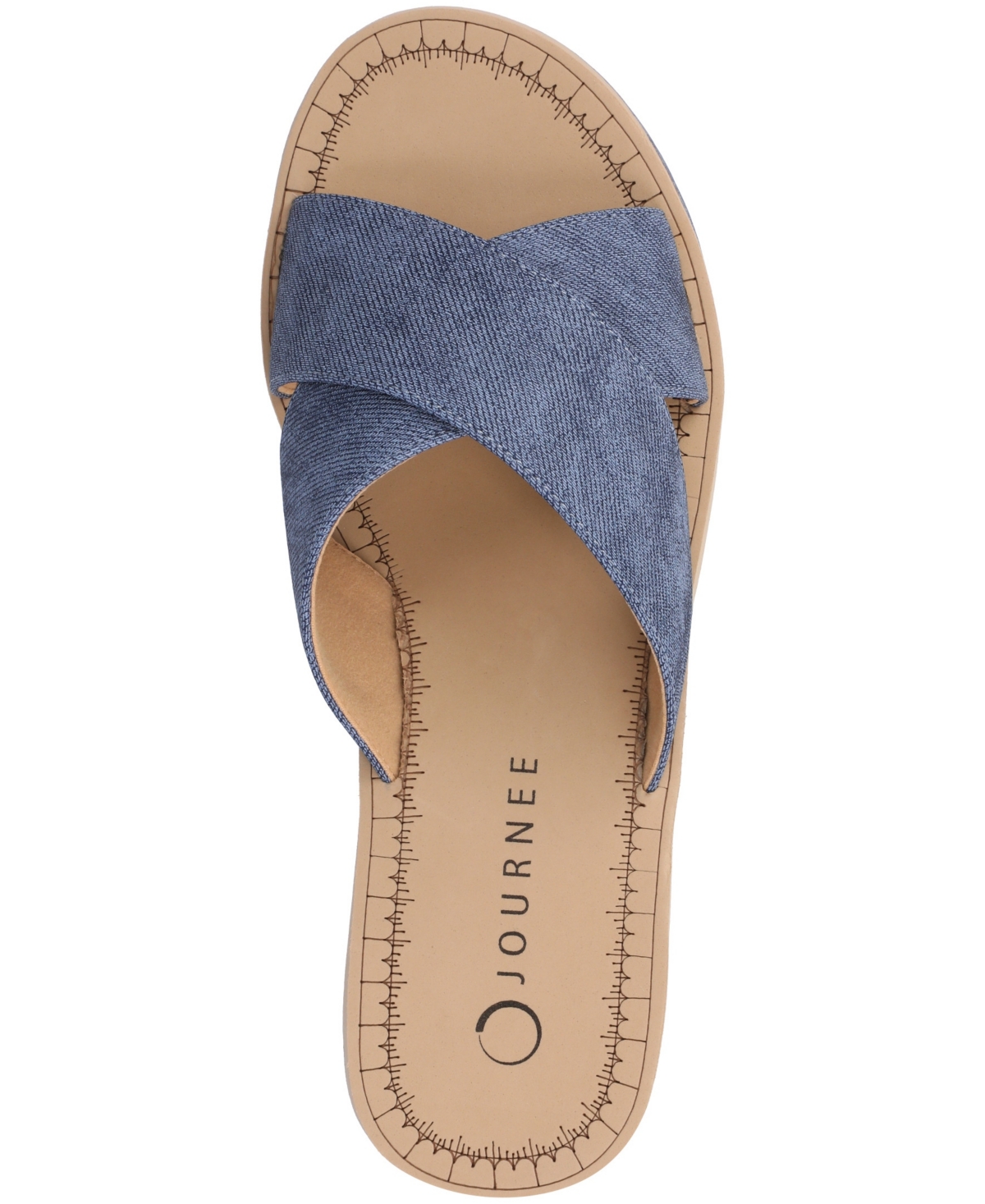 Shop Journee Collection Women's Biara Crisscross Platform Wedge Sandals In Denim
